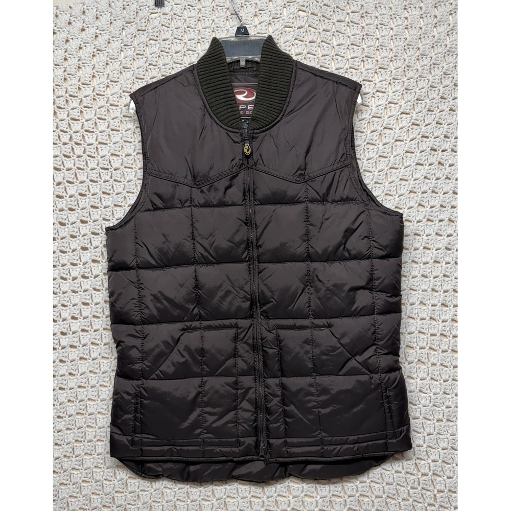 Roper Western Quilted Vest Jacket Mens Sz M Brown Puffer Sleeveless Zip Outdoor